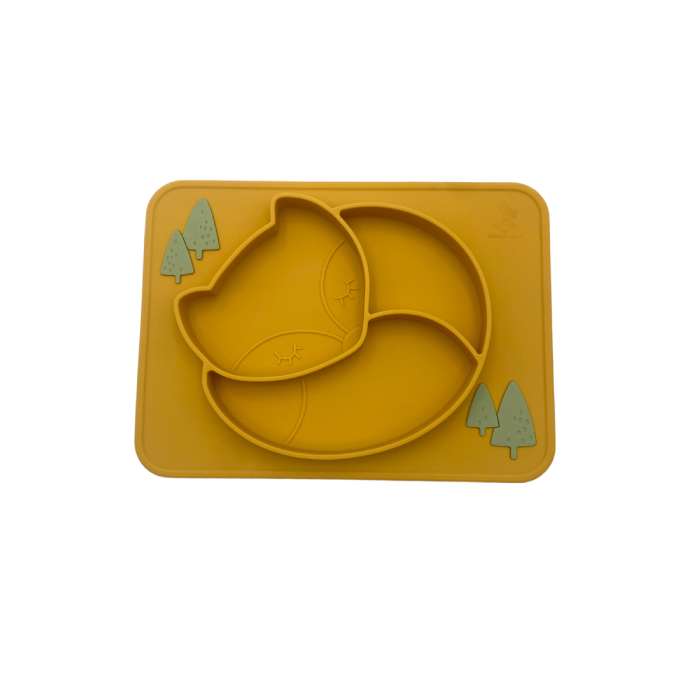 Felix The Fox –yellow -  Αντιολισθητικό πιάτο με χωρίσματα