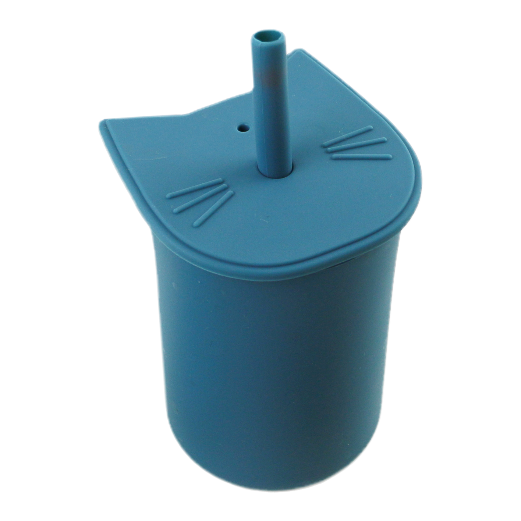 Simple Kitty – ποτηράκι σιλικόνης με στεγανό καπάκι & καλαμάκι μπλε