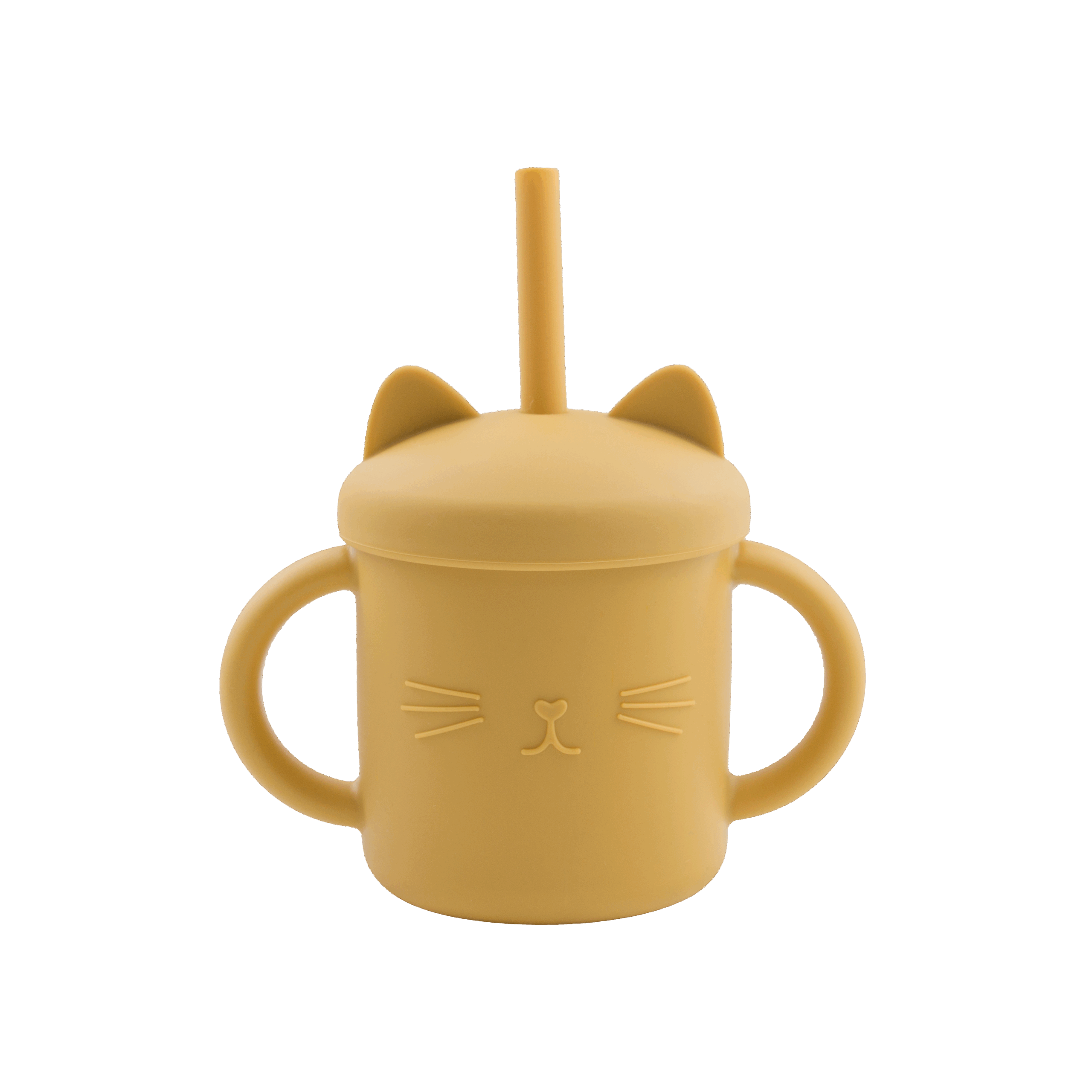 Cookie The Cat yellow– Εκπαιδευτικό ποτηράκι σιλικόνης με στεγανό καπάκι & καλαμάκι