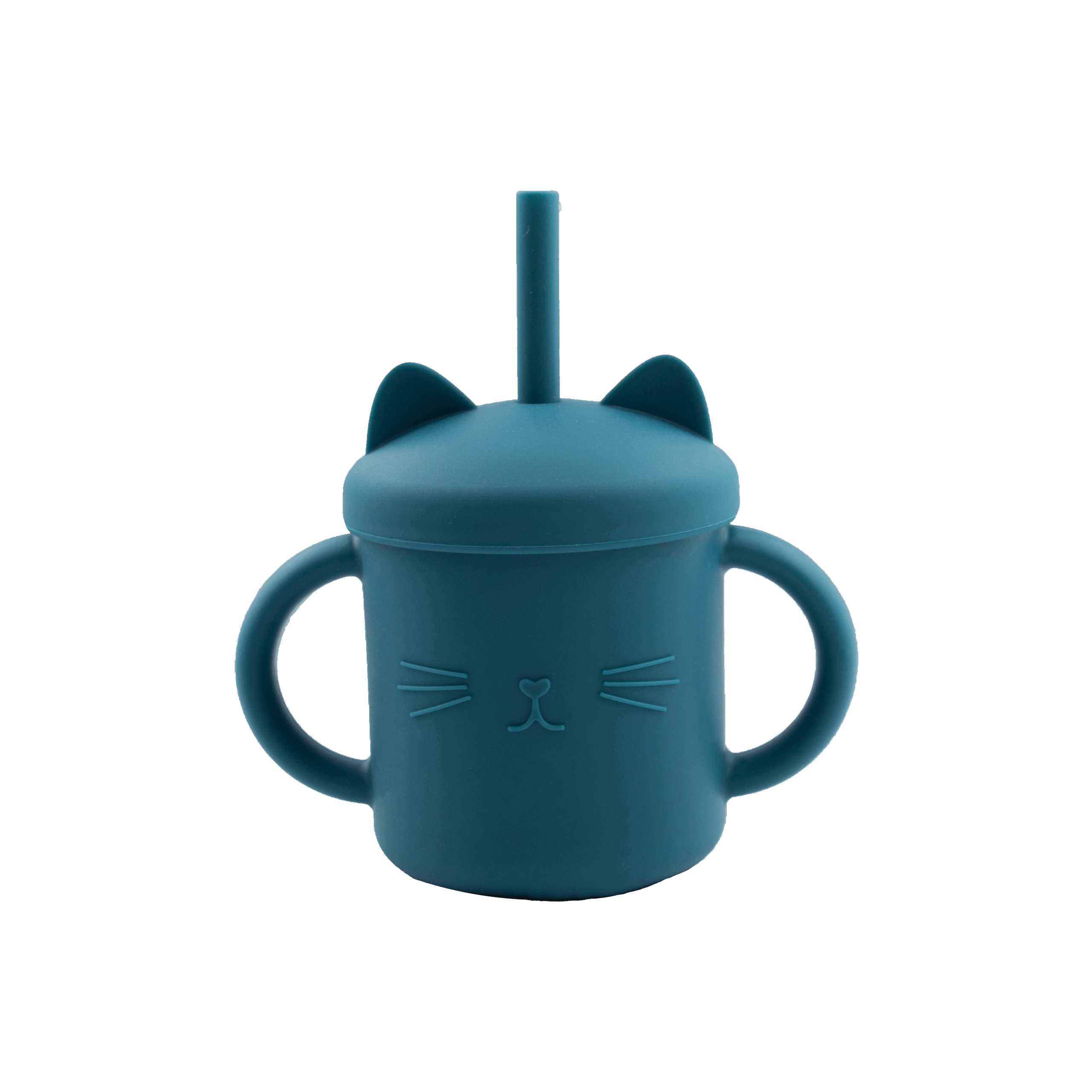 Cookie The Cat blue – Εκπαιδευτικό ποτηράκι σιλικόνης με στεγανό καπάκι & καλαμάκι
