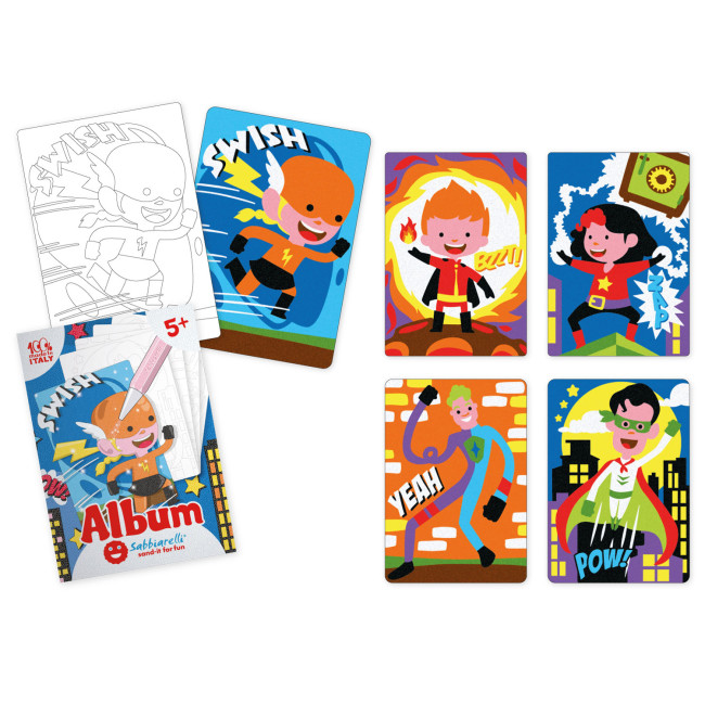 Sabbiarelli: 5 Κάρτες Superheroes για ζωγραφική με μαρμαρόσκονη