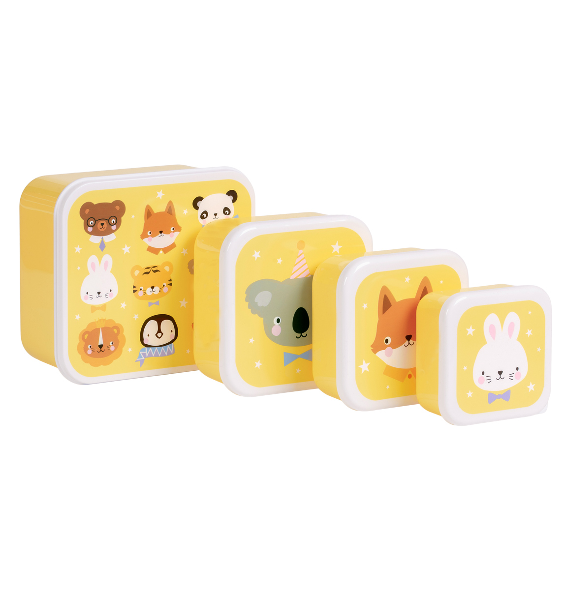 A little lovely company: Σετ 4 δοχεία φαγητού Lunch & Snack Box -Animal Friends
