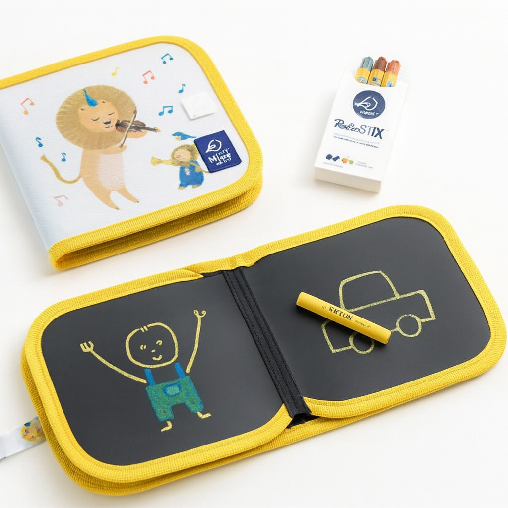 Jaq Jaq Bird: Mini Βιβλίο ζωγραφικής μαυροπίνακας με 4 Butterstix κιμωλίες Lion