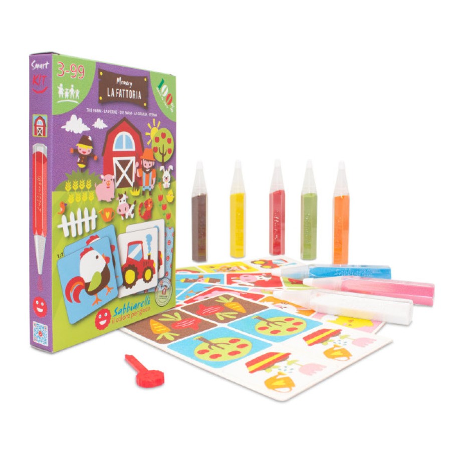Sabbiarelli Mini kit Παιχνίδι Μνήμης Ζώα Της Φάρμας με 8 Μαρκαδόρους Μαρμαρόσκονης και 30 Κάρτες Μνήμης 3+ ετών
